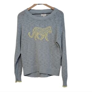 Lou & Grey Blue Cheetah Oversized Sweater, Size XS